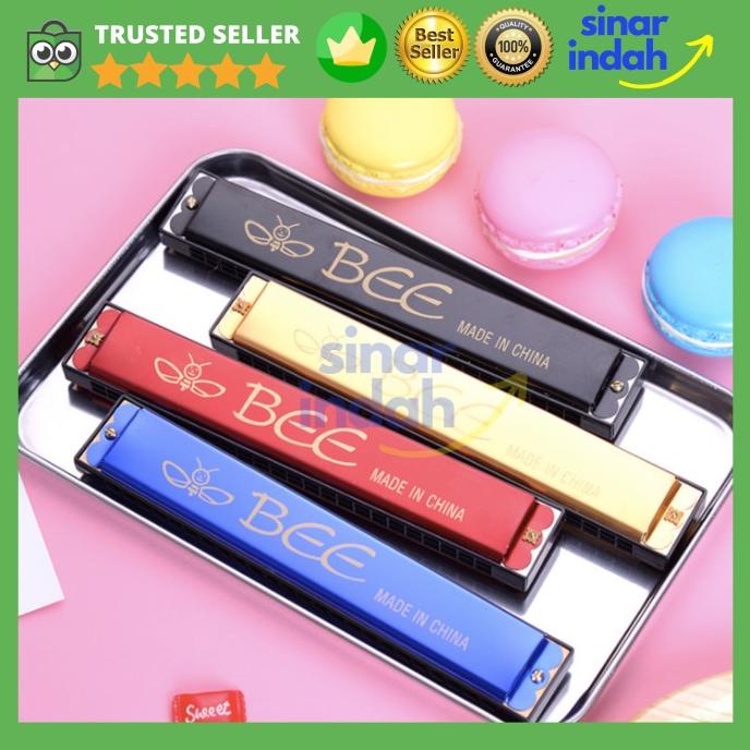 HARMONIKA BESAR BEE 24 HOLE Key C Yamaha Alat Musik Tiup Harmonica - Hitam