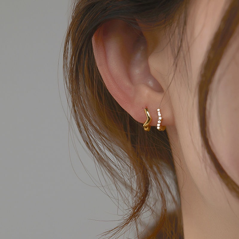 1 pasang anting berlian perak 925 Wanita Anti Karat dan anti luntur asli telinga Perhiasan Korea earrings Tindik Tidak alergi Premium Anting Titanium