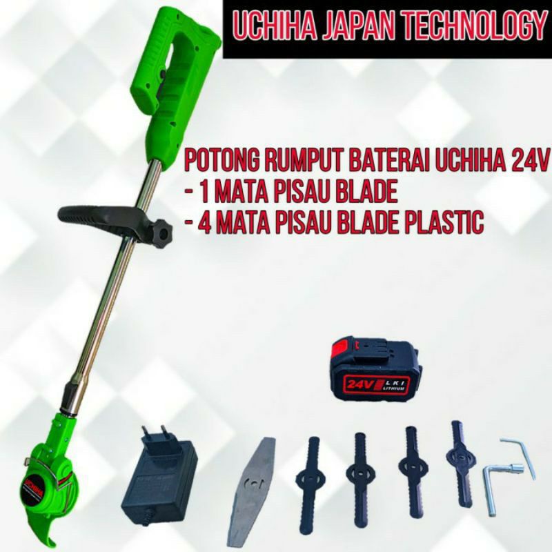 Mesin potong rumput padi uchiha brush cutter cordless baterai tanpa kabel