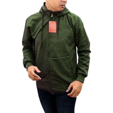 INDO - Jaket Parasut Polos Olahraga Sporty Jogging | Jacket Olahraga Windrunning Lari Pria Wanita Abu Tua