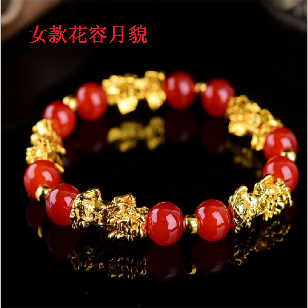 【COD Tangding】Gold-plated PI Xiu Bracelet Pink Green Grey Red Color