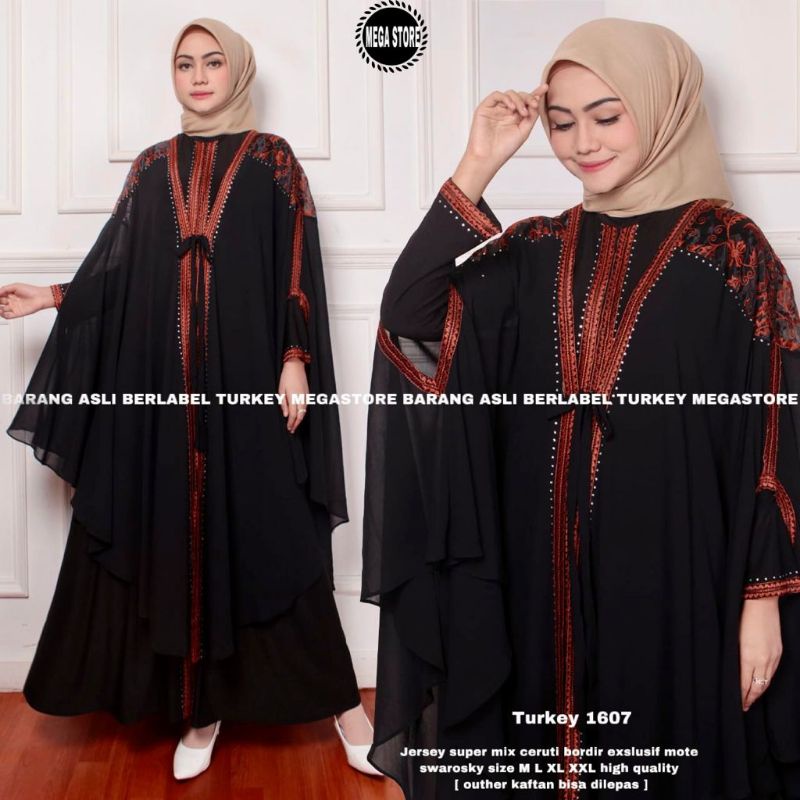 Baju Abaya kaftan Arab Turki mewah M L XL XXL original Megga