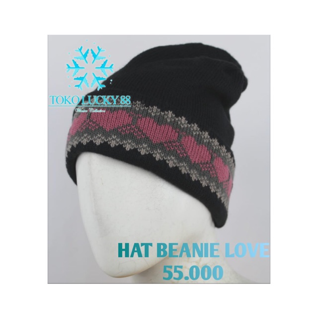 Topi Kupluk Rajut Wool Love Winter Hat Beanie Love