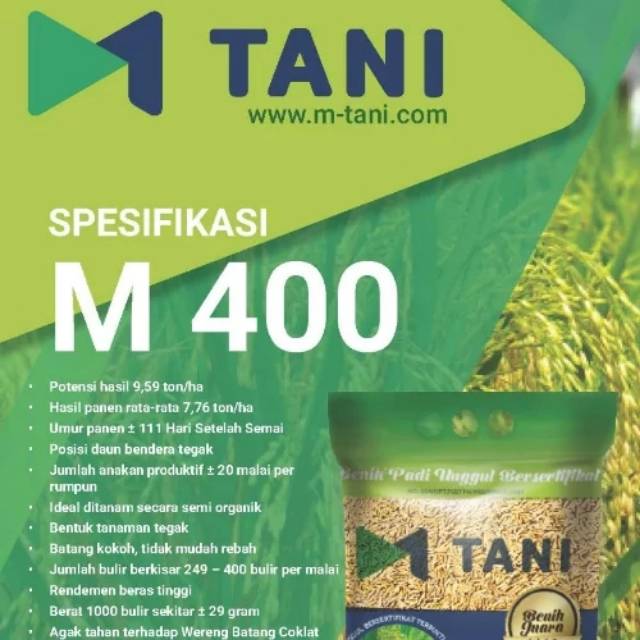 M 400 dari M Tani..  Benih padi unggul (ekor kuda) kemasan 5 kg