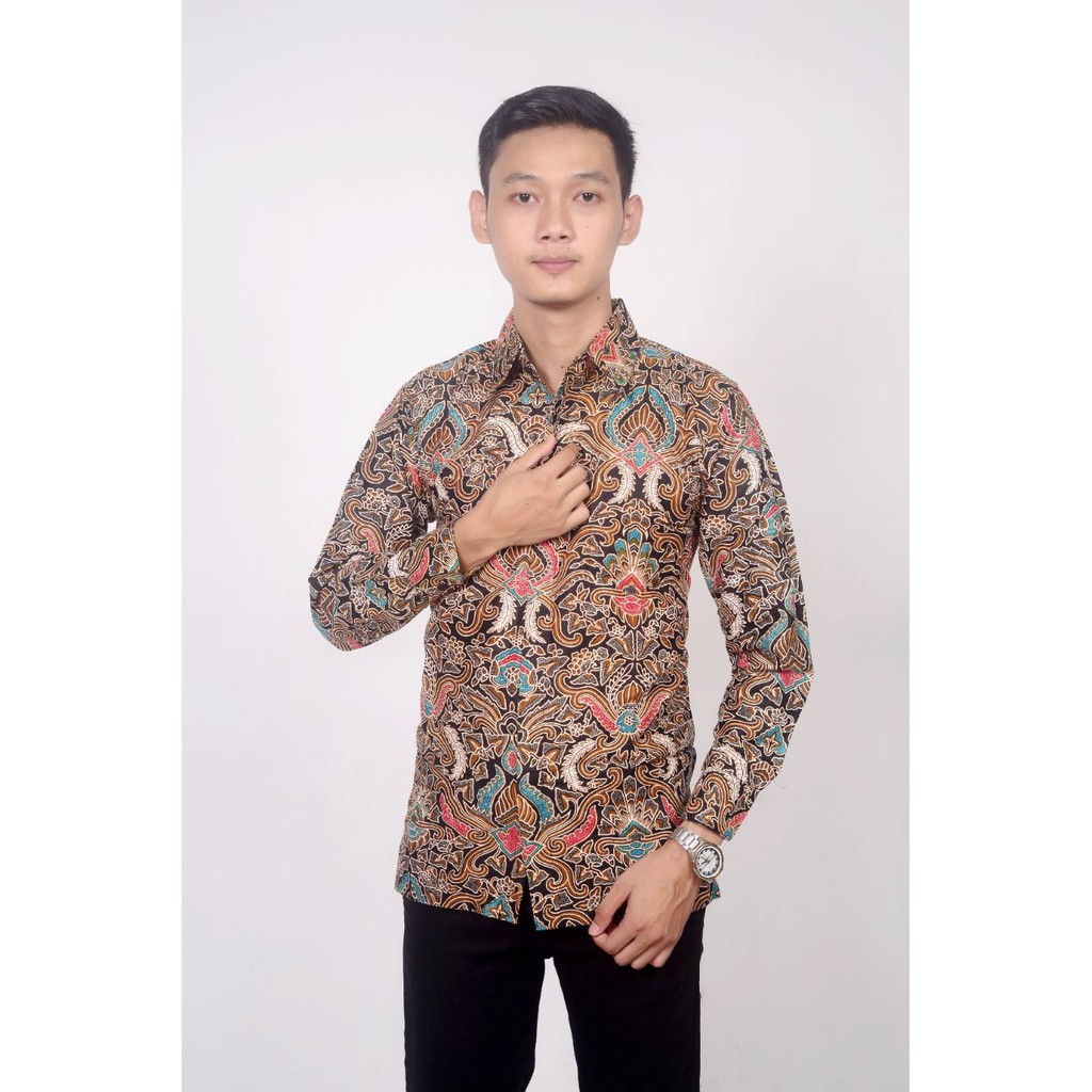 BSWART BATIK HRB026 Kenongo Hem Pendek Padi Pekalongan M L XL Batik Pria MURAH