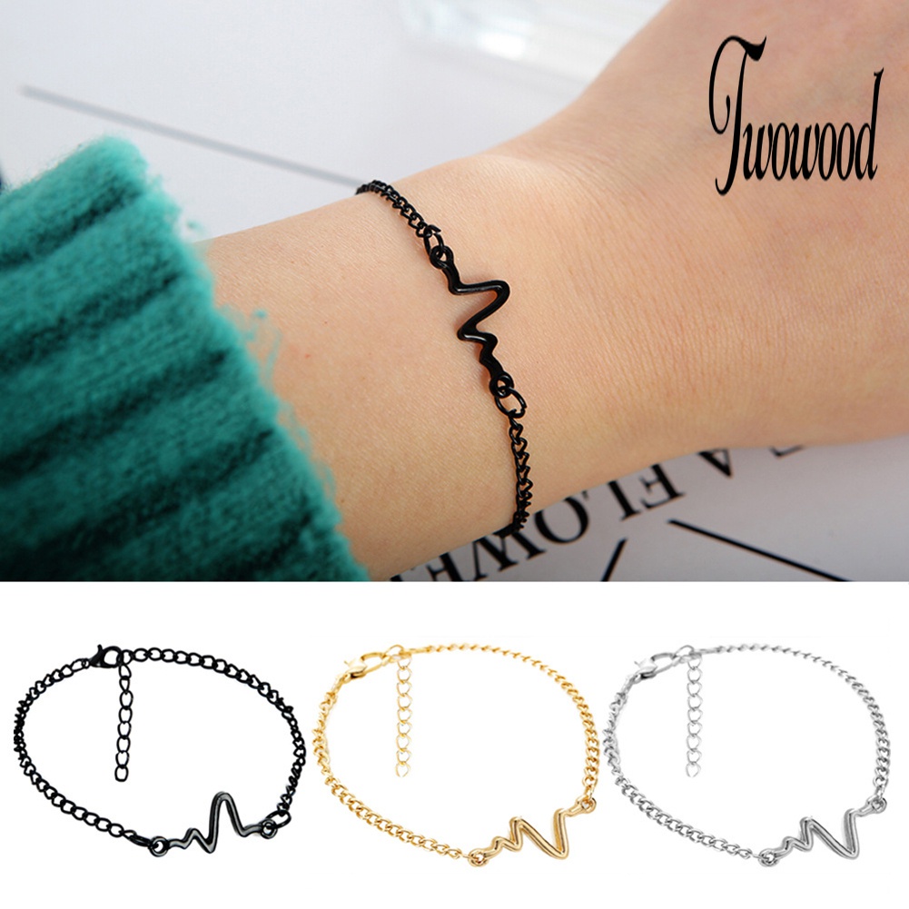 Gelang Adjustable Desain Electrocardiogram Untuk Unisex