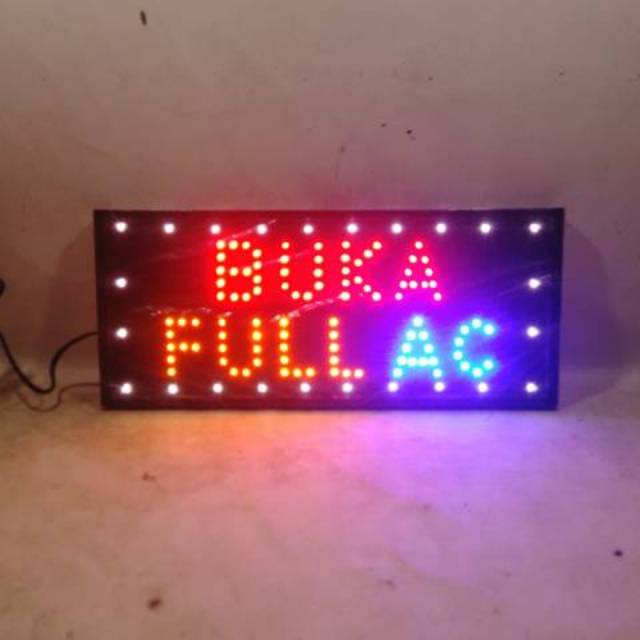 Tulisan lampu led sign buka full ac new