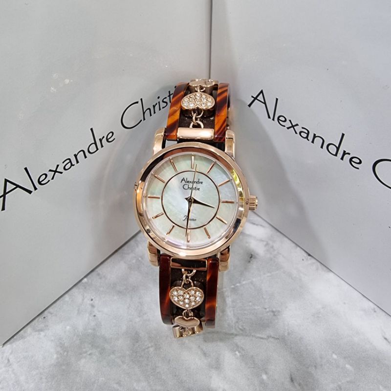 JAM TANGAN WANITA ORIGINAL ALEXANDRE CHRISTIE AC2610LH ROSEGOLD RED & ORANGE