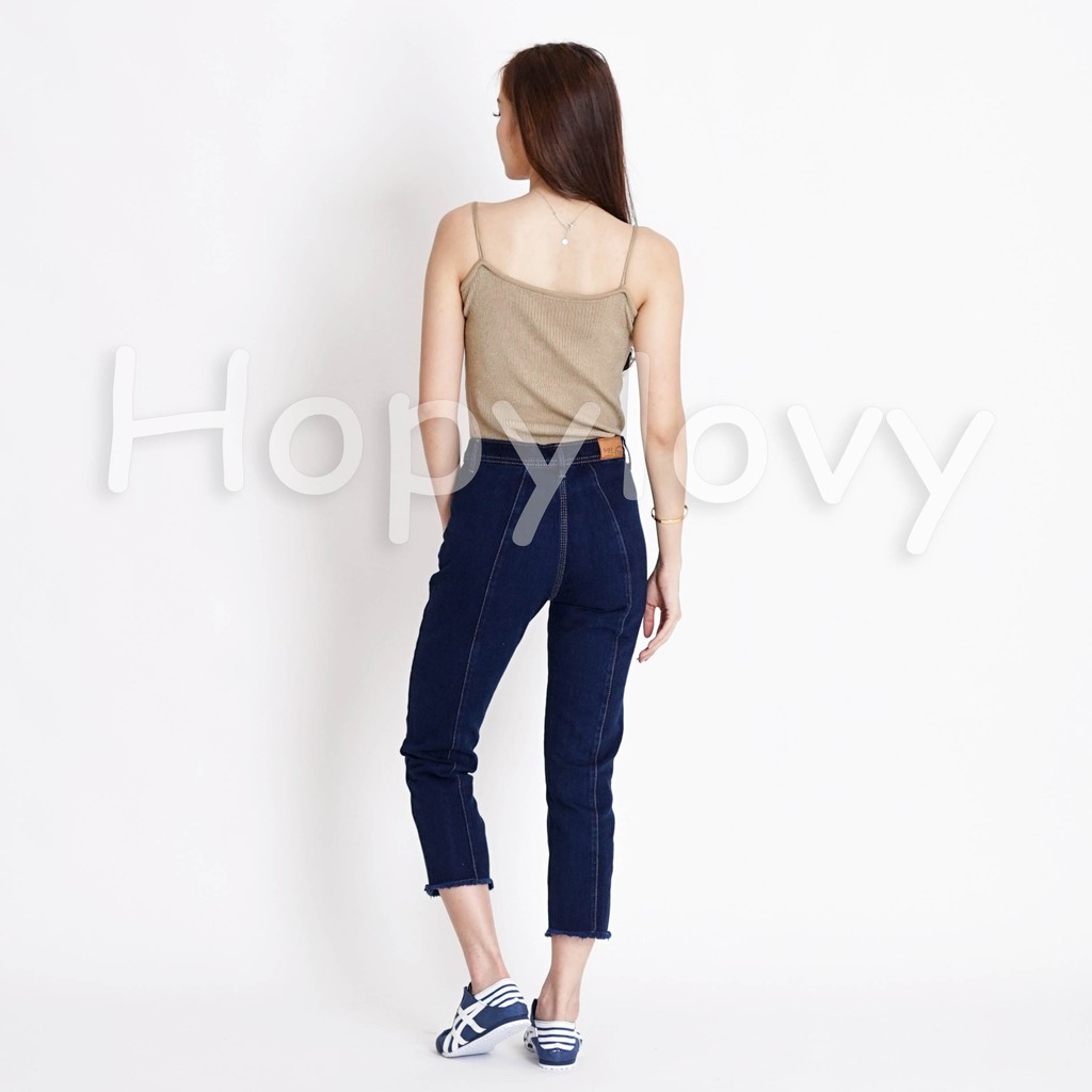 HOPYLOVY - Celana Boyfriend Wanita BF Jeans Kantong Depan Theola