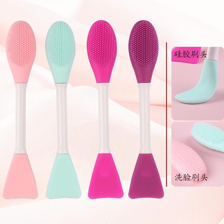 [ Ready Pilihan Warna ] Kuas Masker Spatula 3 IN 1 Kuas Silikon + Sikat Komedo 2 Sisi Bisa Pilih Pea