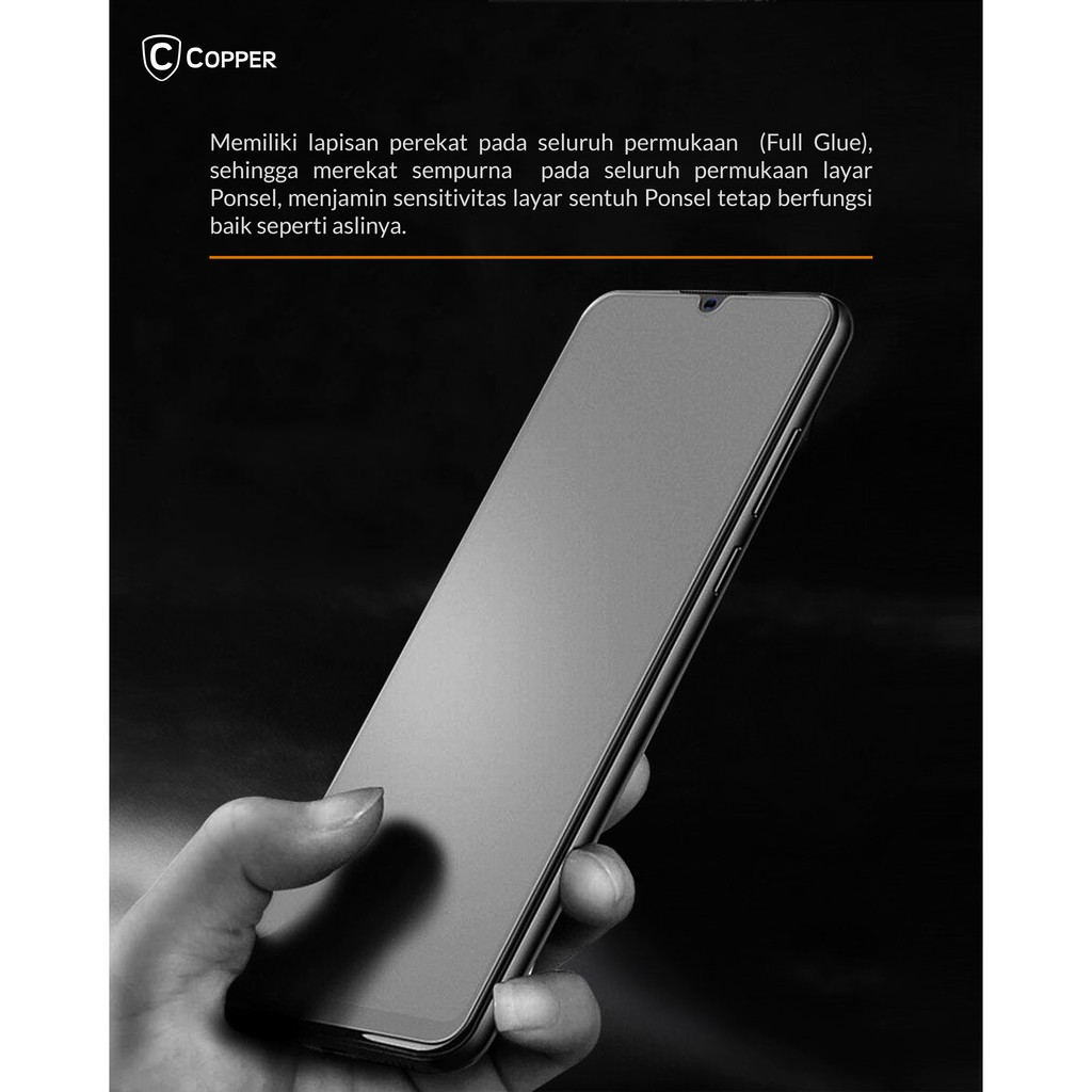 Samsung A12 - COPPER Tempered Glass Full Glue Anti Glare - Matte