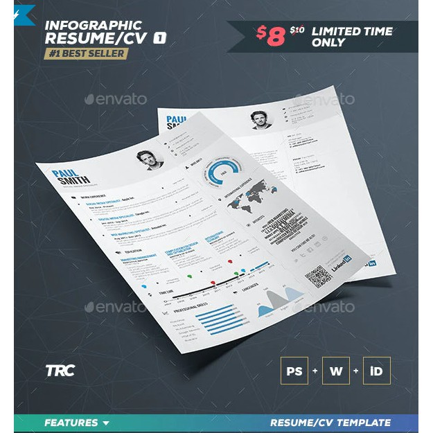 

NS Infographic Resume Mordern Single Page Template | PSD | MS Word | iD