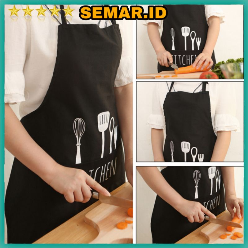 Celemek Apron Dapur Pria Wanita Model Kantung