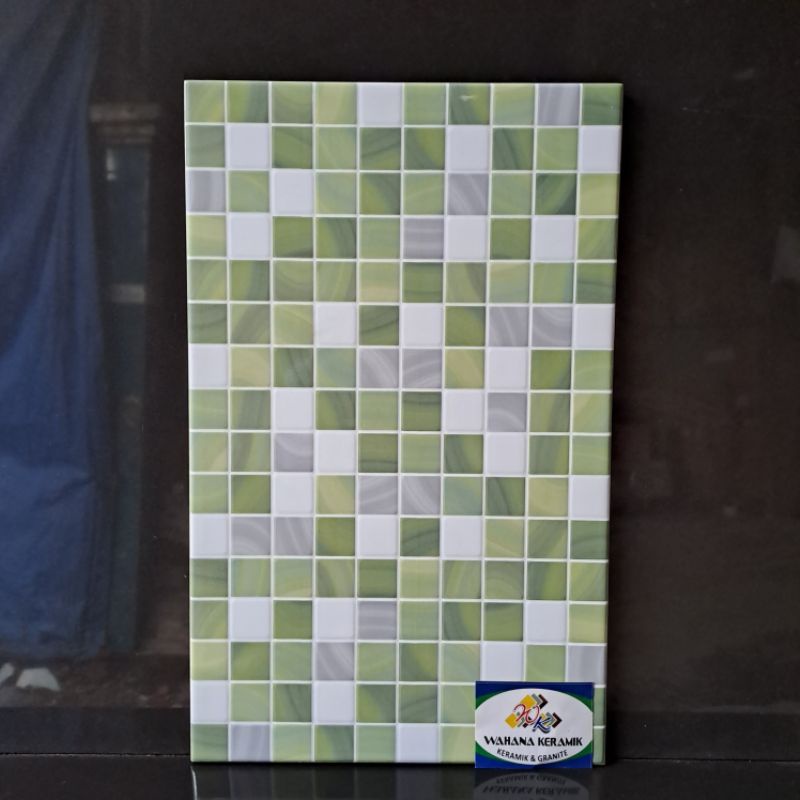 keramik dinding mosaic / dinding kamar mandi hijau / dinding dapur 25x40 VALINO GREEN