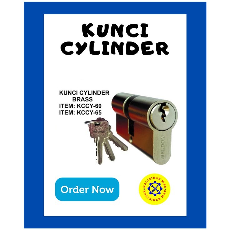 Kunci Cylinder Brass - Kunci Silinder Ada Ukuran 60mm Dan 65mm Merk Weldom