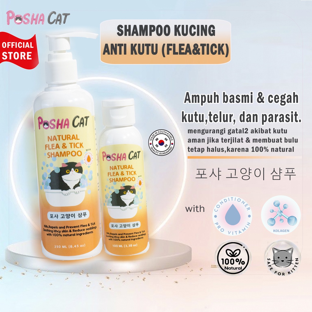 Posha_cat Natural flea &amp; tick shampoo anti kutu kucing 🇰🇷 | shampo kutu kucing | anti fleas cat