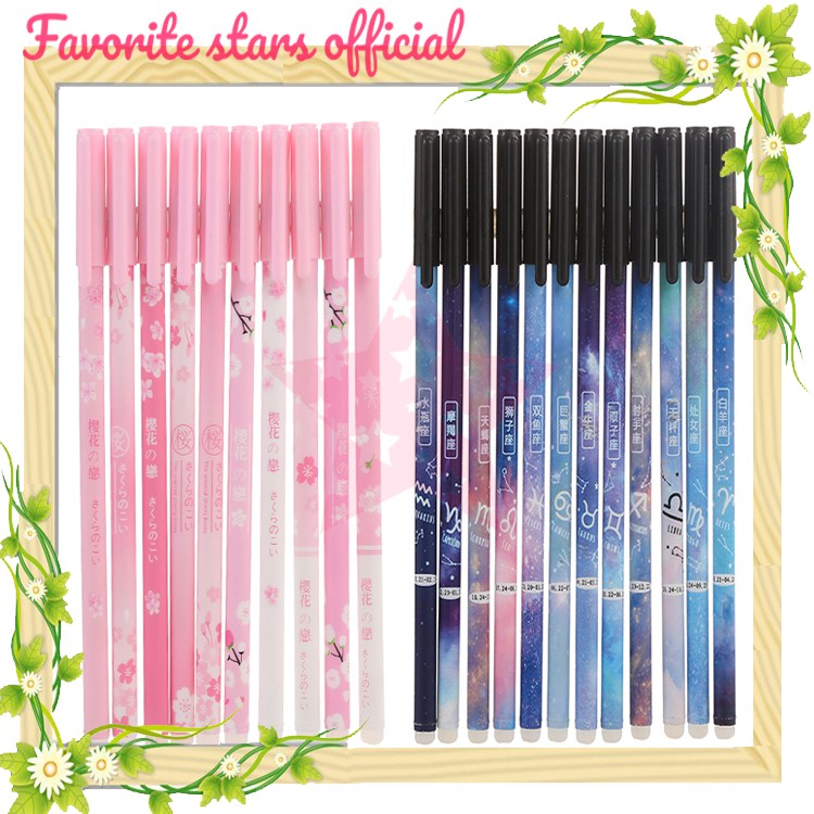 PULPEN GEL MOTIF BUNGA SAKURA DAN GALAXY LUCU IMUT