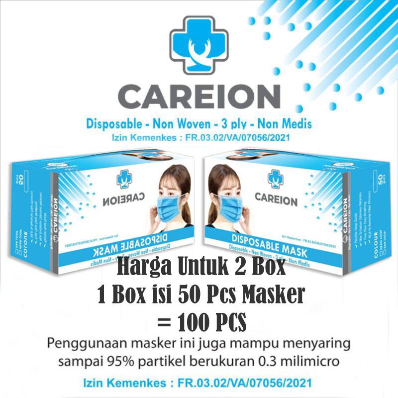 Masker Hijab 2box 100pcs 3ply Mask Medis Headloop Dispoesable Masker Hijab Masker Mulut