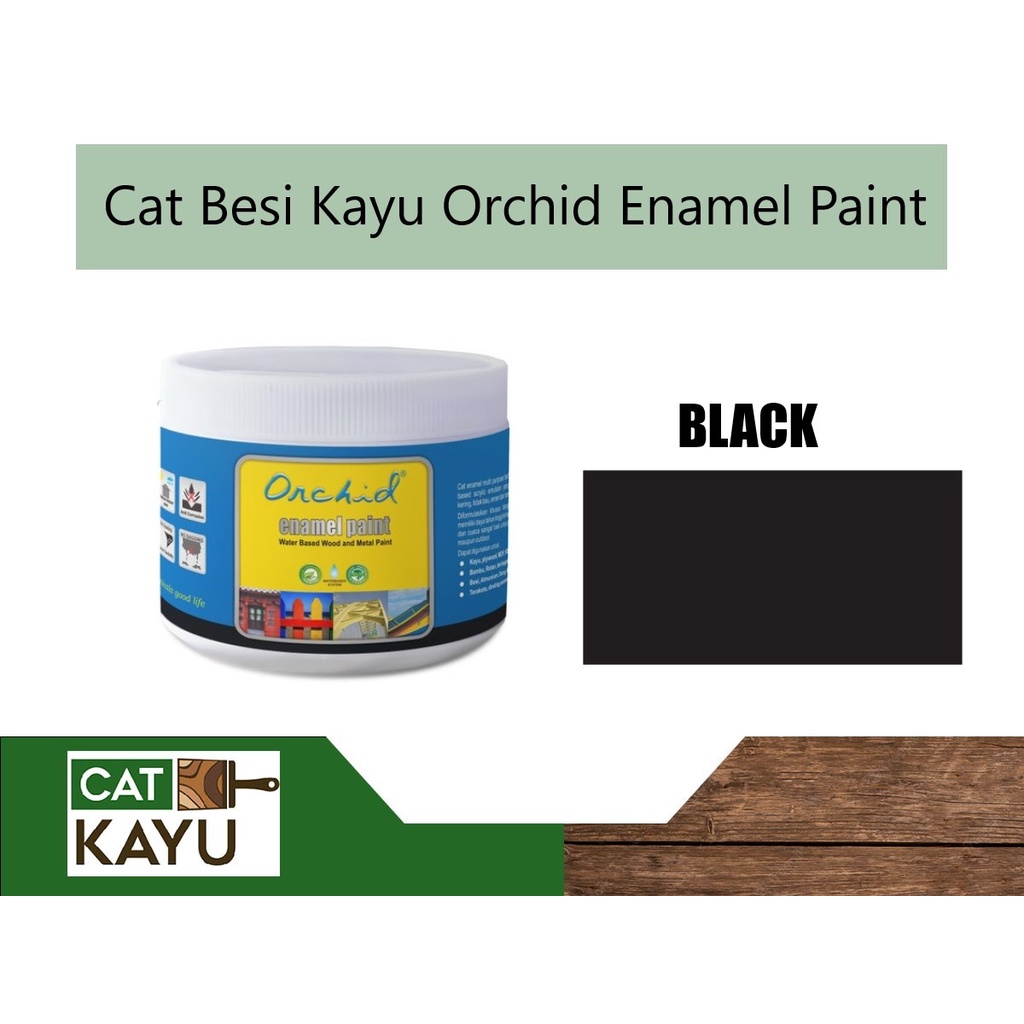 Cat Besi dan Kayu Water Base Orchid Enamel Paint Warna Hitam Bahan Air