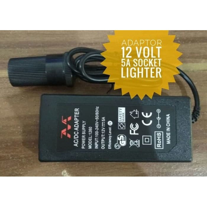 Tool & Kit - Elektronik Power Supply Adaptor 220V Ac To 12V Dc 5A Socket Lighter Mobil Promo