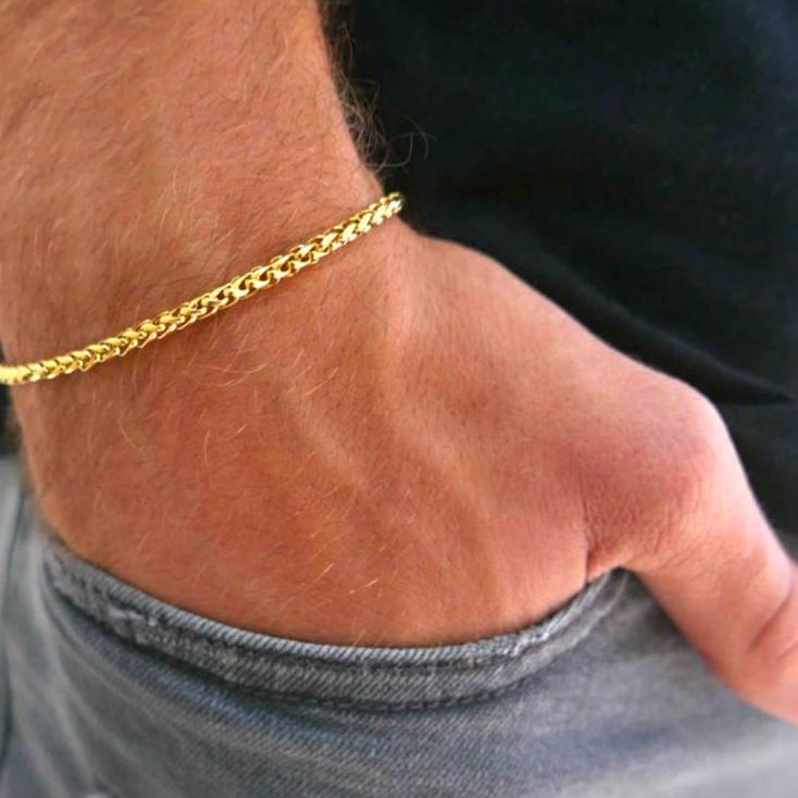 Harga TERMURAAH.. Gelang Pria Rantai Cowok Gold Emas Titanium Silver Anti Karat