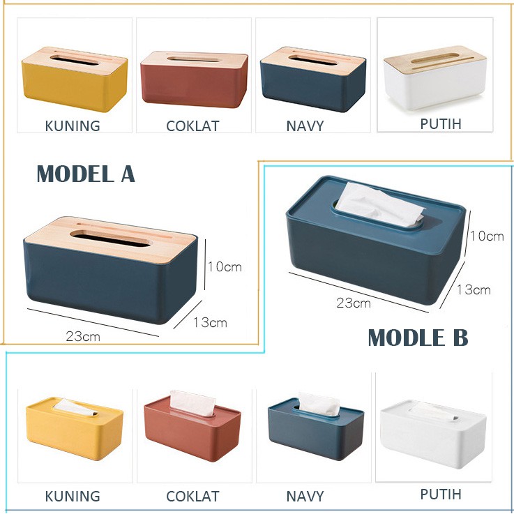 Kotak Tempat Tisu Bahan Kayu Oak / Tissue Box Cover Storage