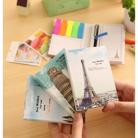 

SALE!!!TERLARIS!!! Stick Note Buku Set dengan Pulpen Bangunan Eropa MEMO & STICK NOTE