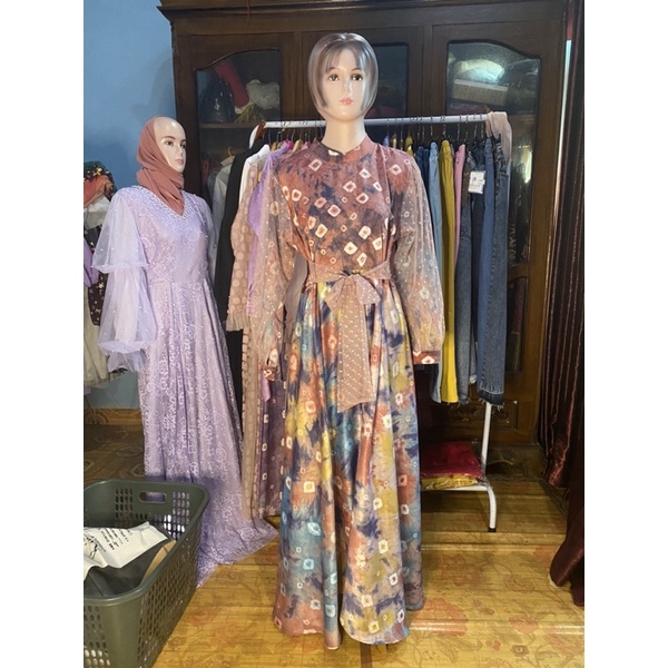 gamis jumputan, gamis lesti, gamis jumputan palembang