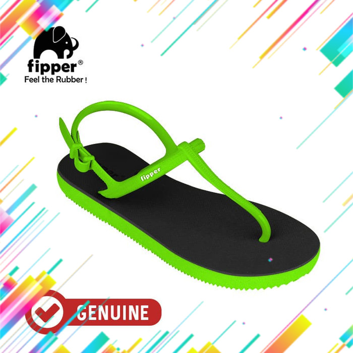 Fipper Strappy / Sandal Jepit Tali Wanita / Black  Green Apple