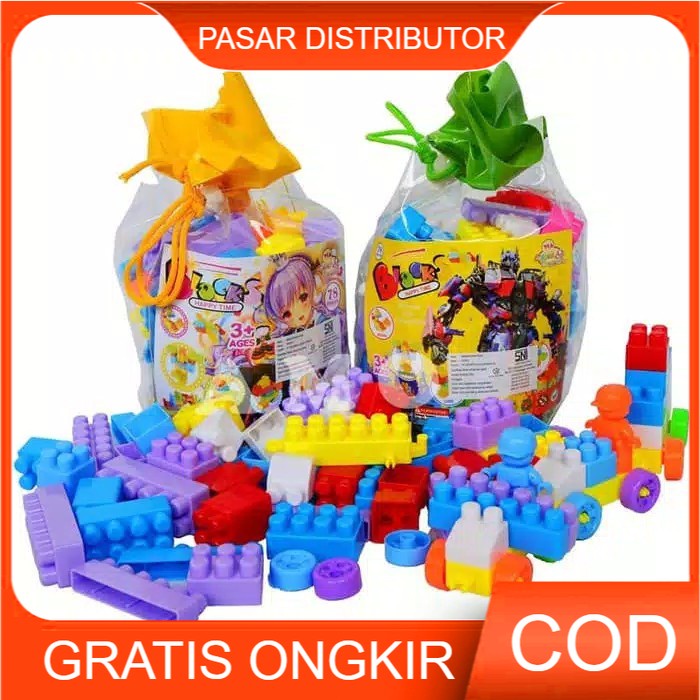 Mainan BALOK SUSUN 78 Pcs Block Bongkar Pasang Block Pip 78 Pcs Mainan Edukasi Anak - A021