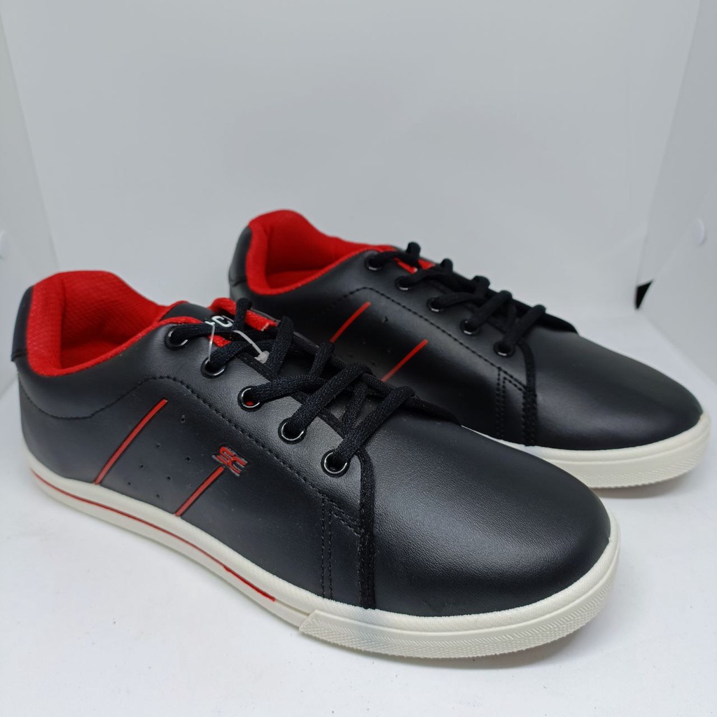 SPORT CLUB STAIN HITAM MERAH TALI/SEPATU SEKOLAH/SEPATU TALI/SEPATU FASHION/SEPATU ANAK TK SD SMP SMA/SEPATU TERBARU/SEPATU MURAH/SEPATU FORMAL