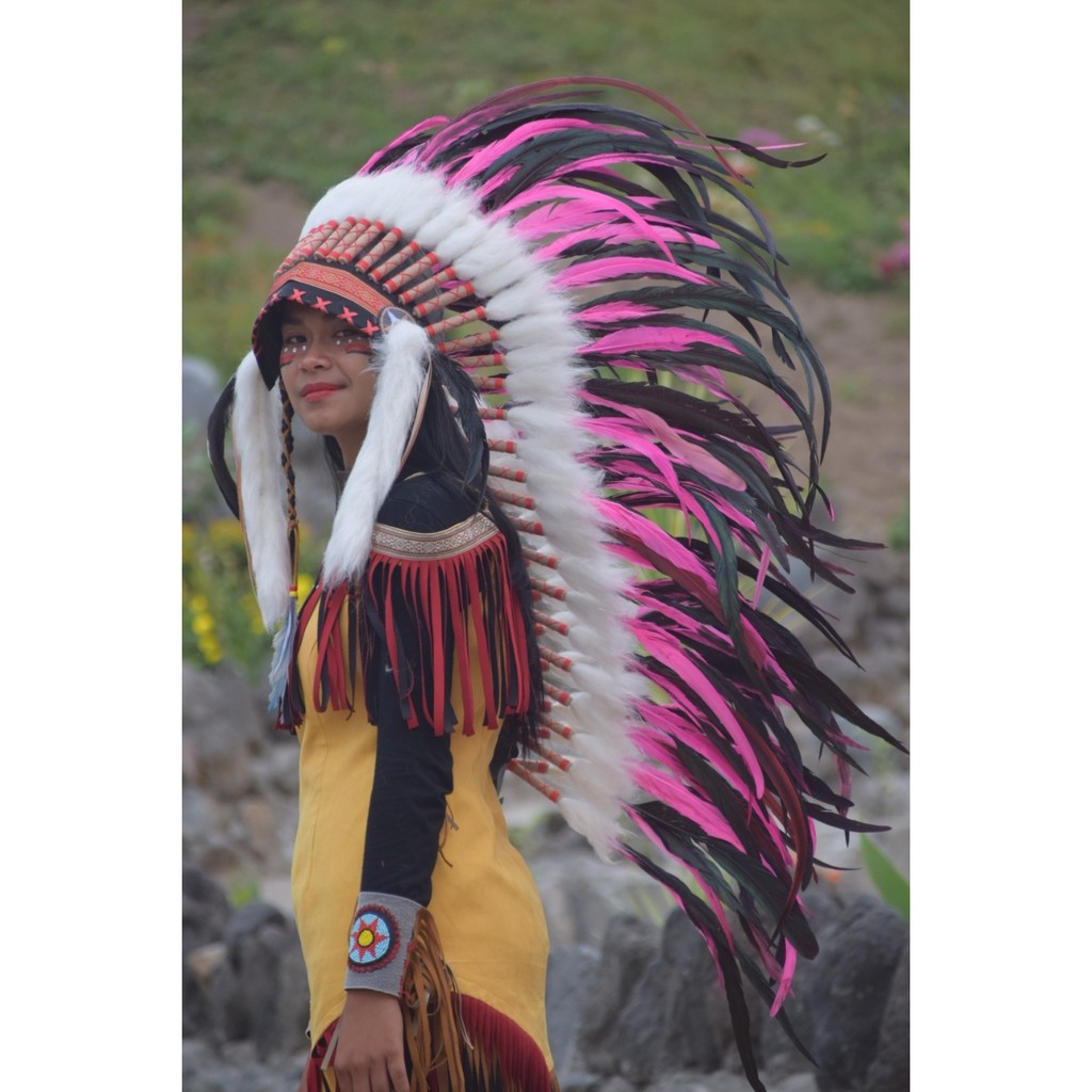 TOPI INDIAN - INDIAN HEADDRESS MEDIUM AYAM BILABONG PINK