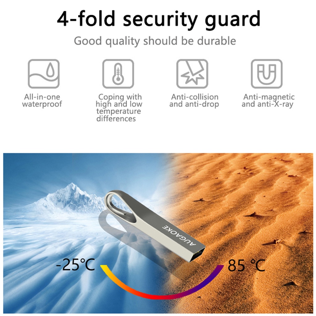 Flash Drive USB 3.0 Mini Plug and Play Bahan Logam Kecepatan Tinggi Untuk AUGAOKE 8 / 16 / 32 / 64 / 128GB