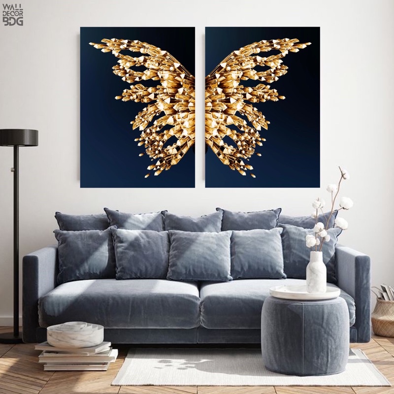 Hiasan Dinding Kupu Kupu Emas Walldecor Butterfly Gold Dekorasi Ruang Tamu