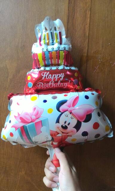 Balon cake happy birthday mickey minnie kecil