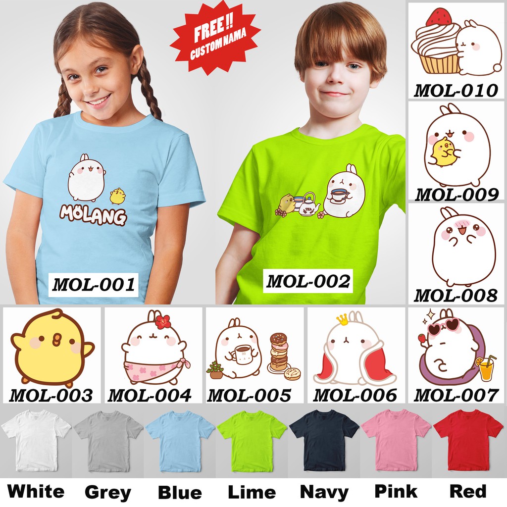 [FREE NAMA!!] Kaos Anak &amp; Family Molang 100% COTTON PREMIUM