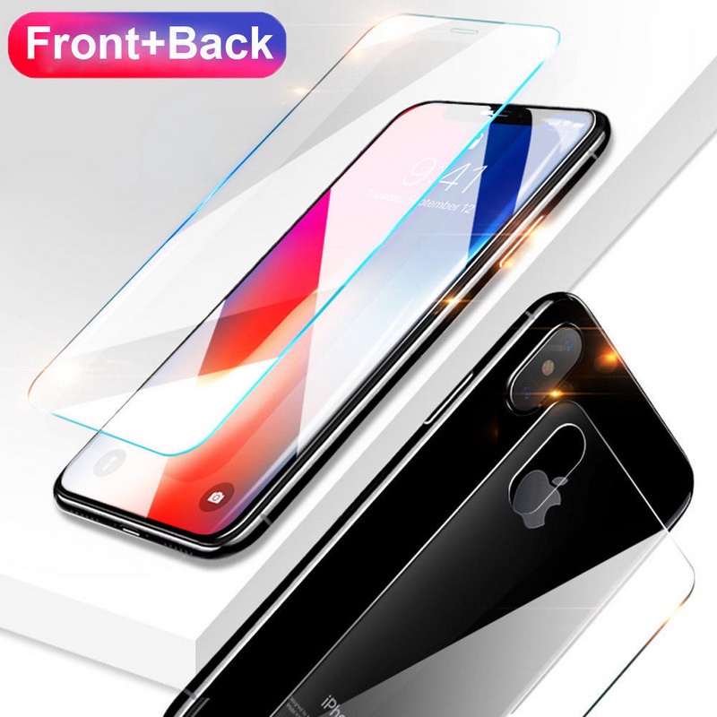 Tempered Glass Pelindung Lensa Kamera Depan + Belakang Untuk Iphone 7 8 6 Plus 12 11 Pro Max Xs Xr X Se 2020 12 Mini