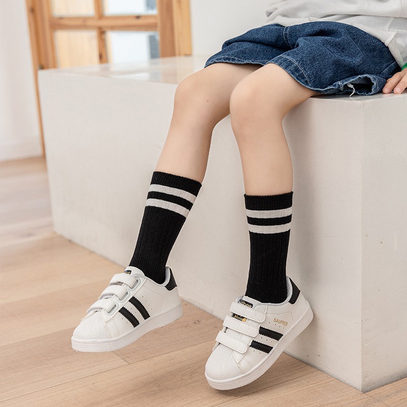 Swopply KS14 Kaos Kaki Anak Motif Garis Kaus Kaki Selutut Anak Sekolah