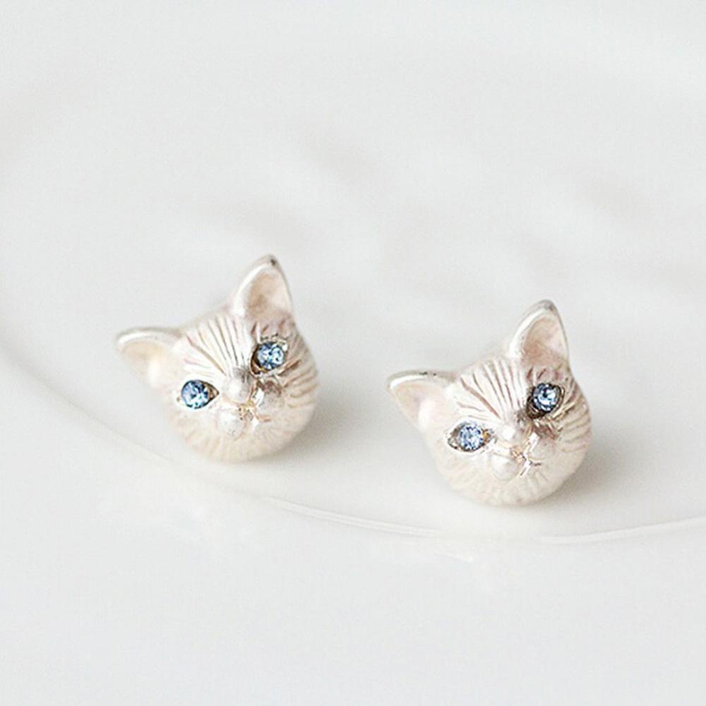 Timekey Anting Tusuk Desain Kucing Variasi 3 Warna Untuk Wanita A5K4