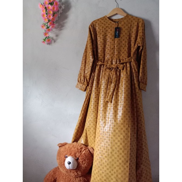 Gamis Linenlux Gold by Nia muslimah fashion