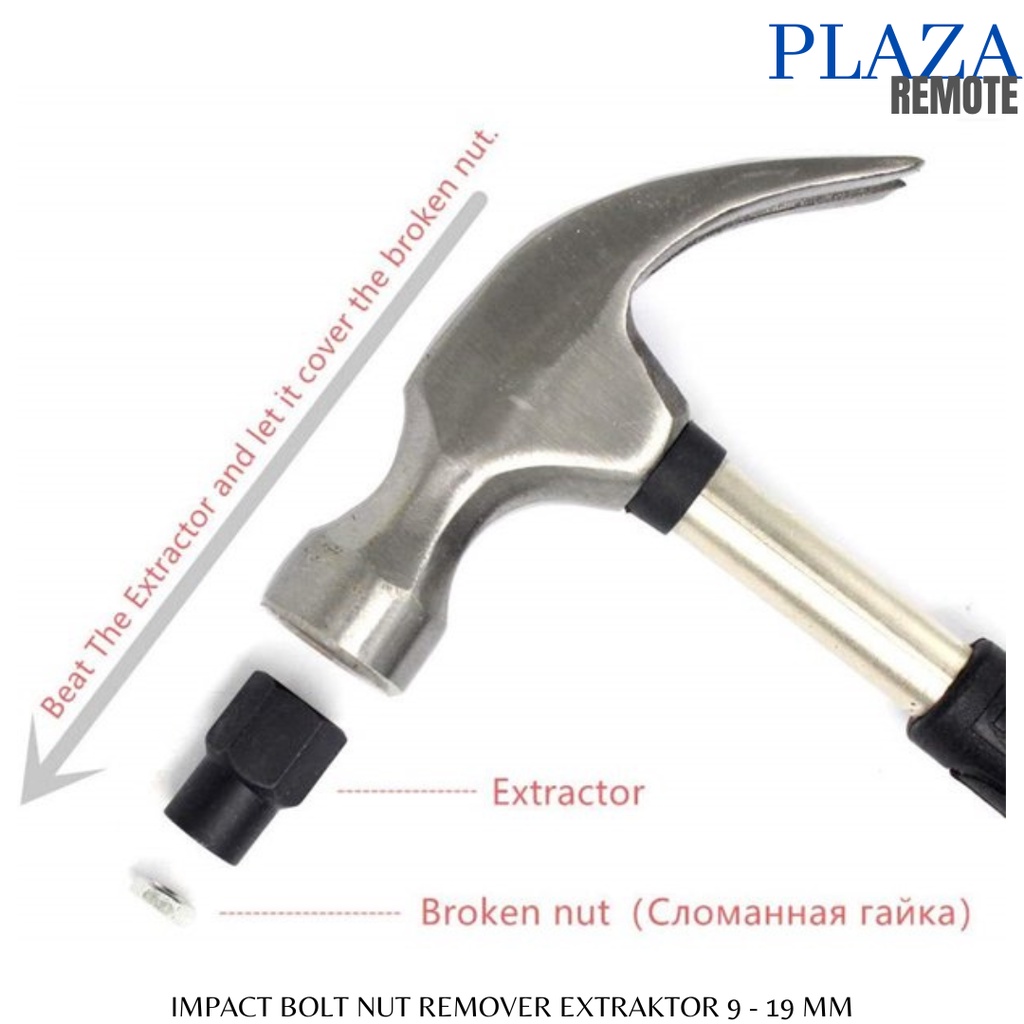 IMPACT BOLT &amp; LUG REMOVER EXTRAKTOR SET ISI 10 PC 9 - 19 MM