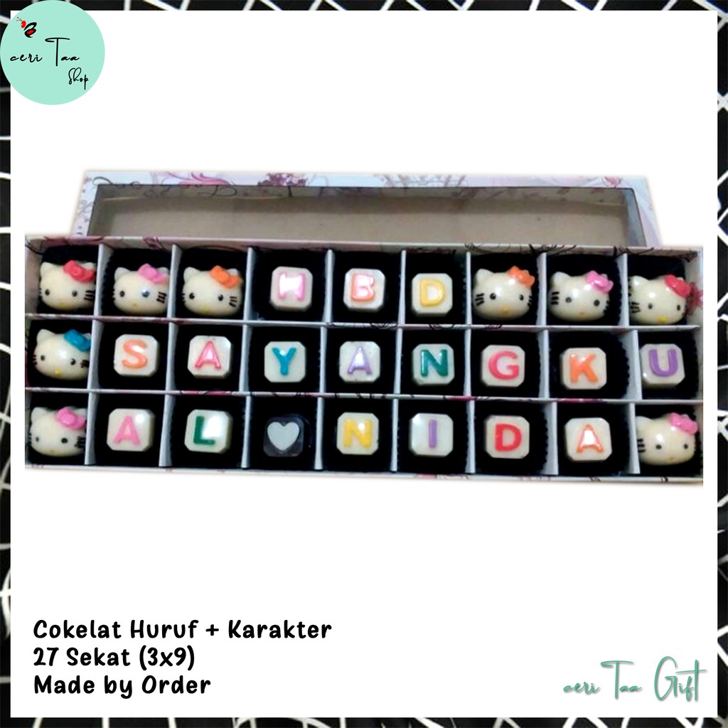 

Cokelat 27 Sekat 3x9 | Cokelat Souvenir | Cokelat Huruf | Cokelat Angka | Cokelat Bingkisan