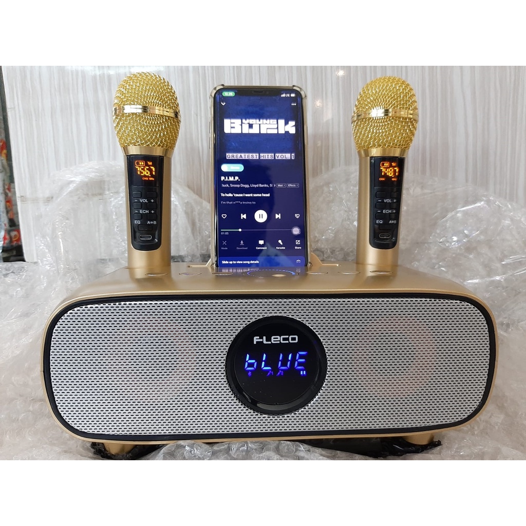 SPEAKER KARAOKE DUAL MICROFON WIRELESS FLECO FL-316 KARAOKE FAMILY KTV