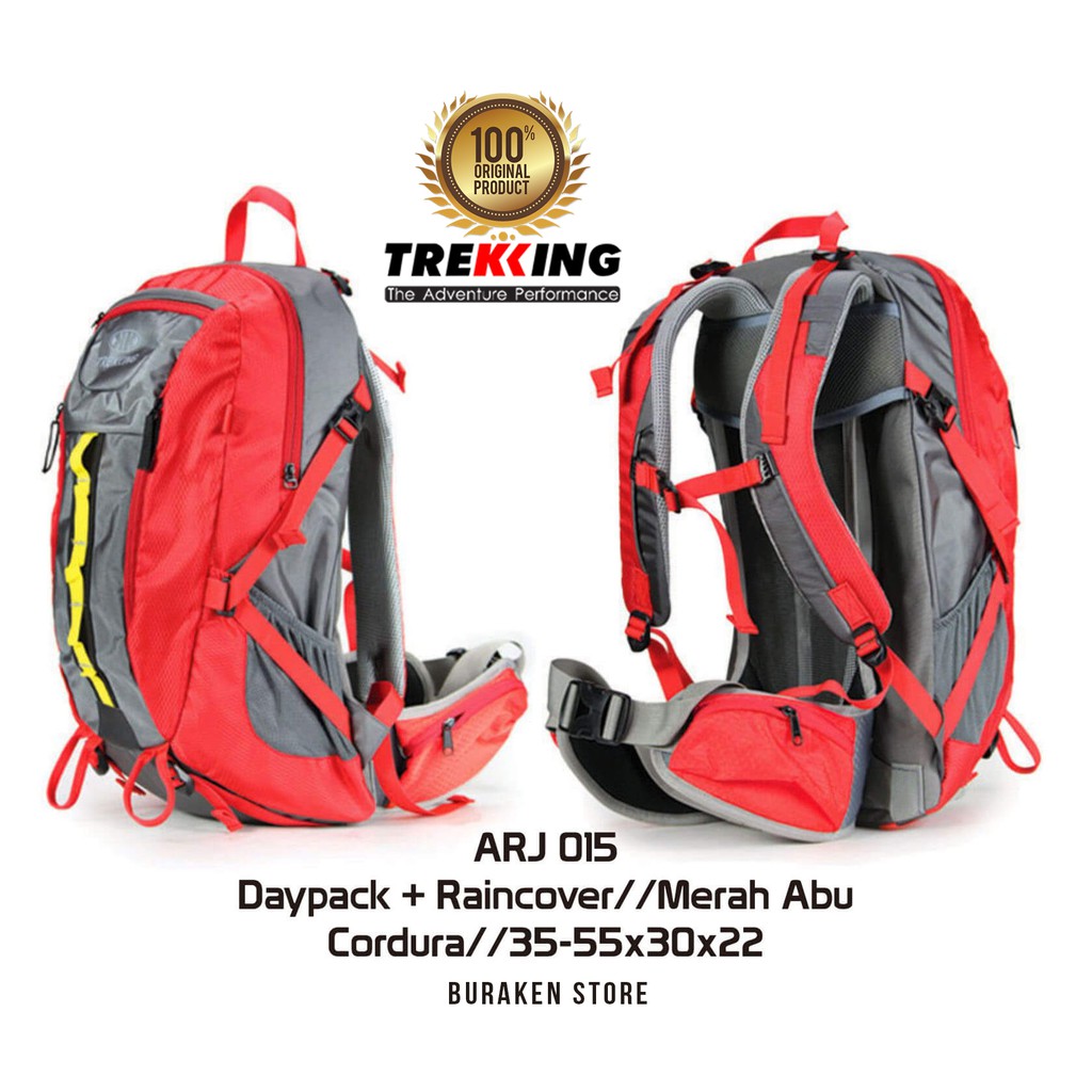 Tas Ransel Gunung outdoor 35liter backsytem Red Grey + Rain Cover