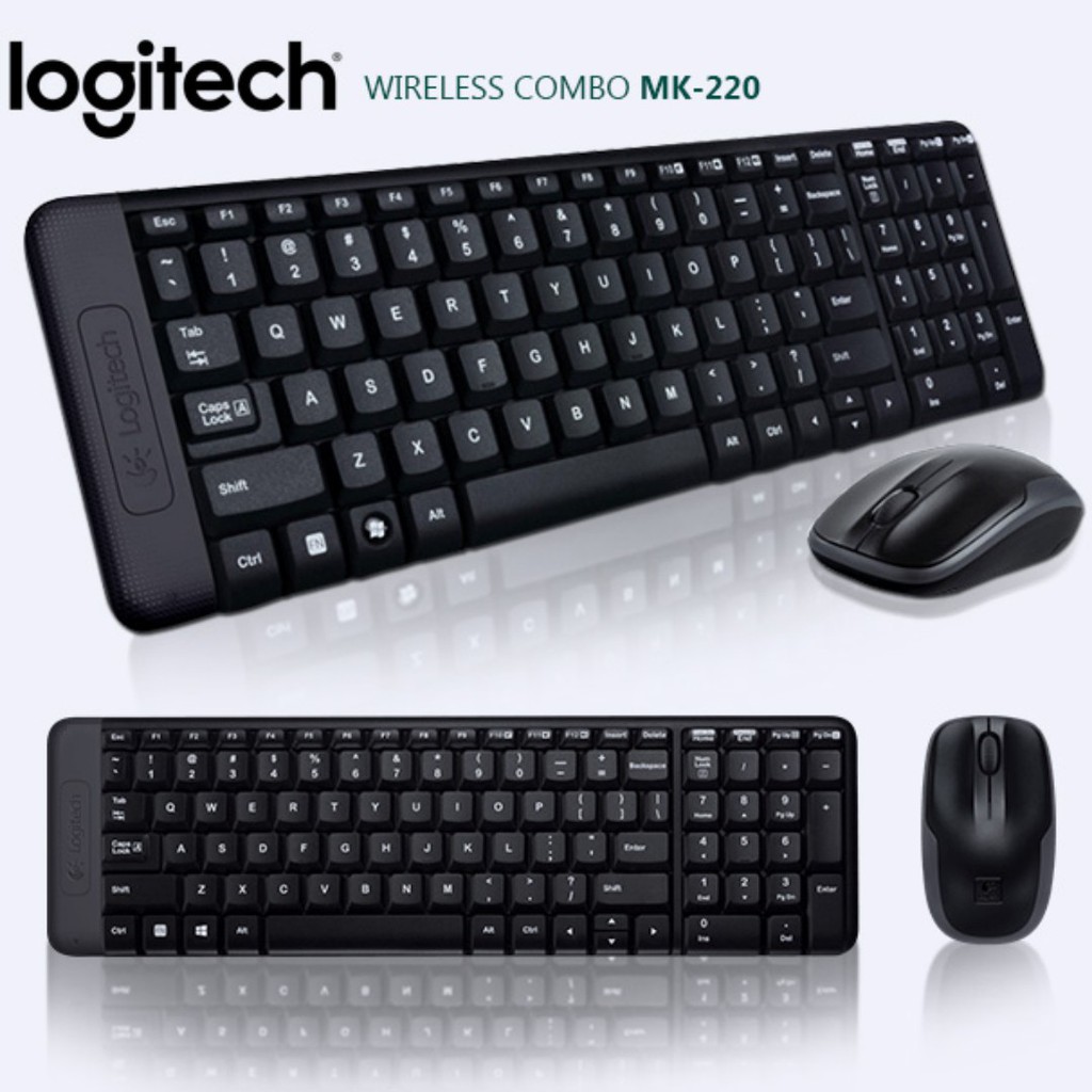 Keyboard Mouse Wireless Logitech MK220 COMBO Original Compact Windows, MAC, Linus &amp; Chrome OS