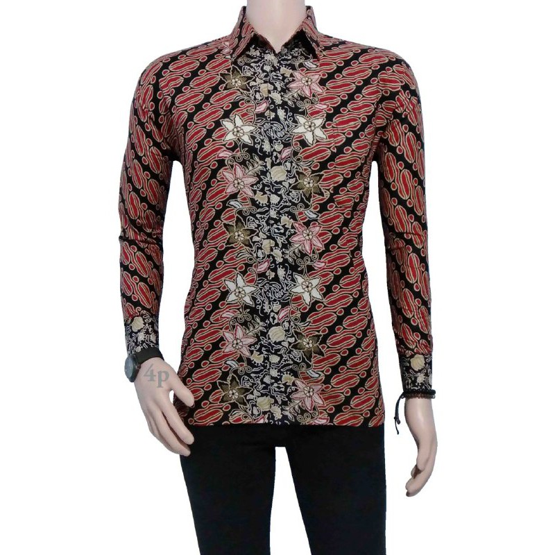 BSWART BATIK HRB026 Kenongo Hem Pendek Padi Pekalongan M L XL Batik Pria MURAH