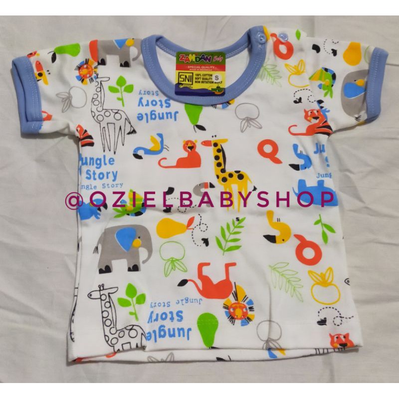 1/2 lusin / 6 pcs kaos oblong bayi kancing pundak motif 3-18 bulan