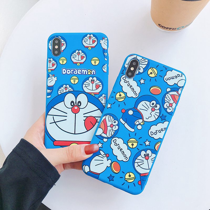 Soft Case OPPO A15 A15S A35 A93 Reno4 F A3S Realme C1 A7 A5S A12 A5 A9 A53 A33 A37 F11 Pro A57 A39 A1K Realme 5 5S 5i C3 C11 C12 C15 7 Narzo 20 Pro 7i C17 Lovely Doraemon Blue Casing VIVO Y11 Y12i Y12 Y15 Y17 Y12S Y20 Y20S Y20i  iPhone 6 6S 7 8 + Plus 12