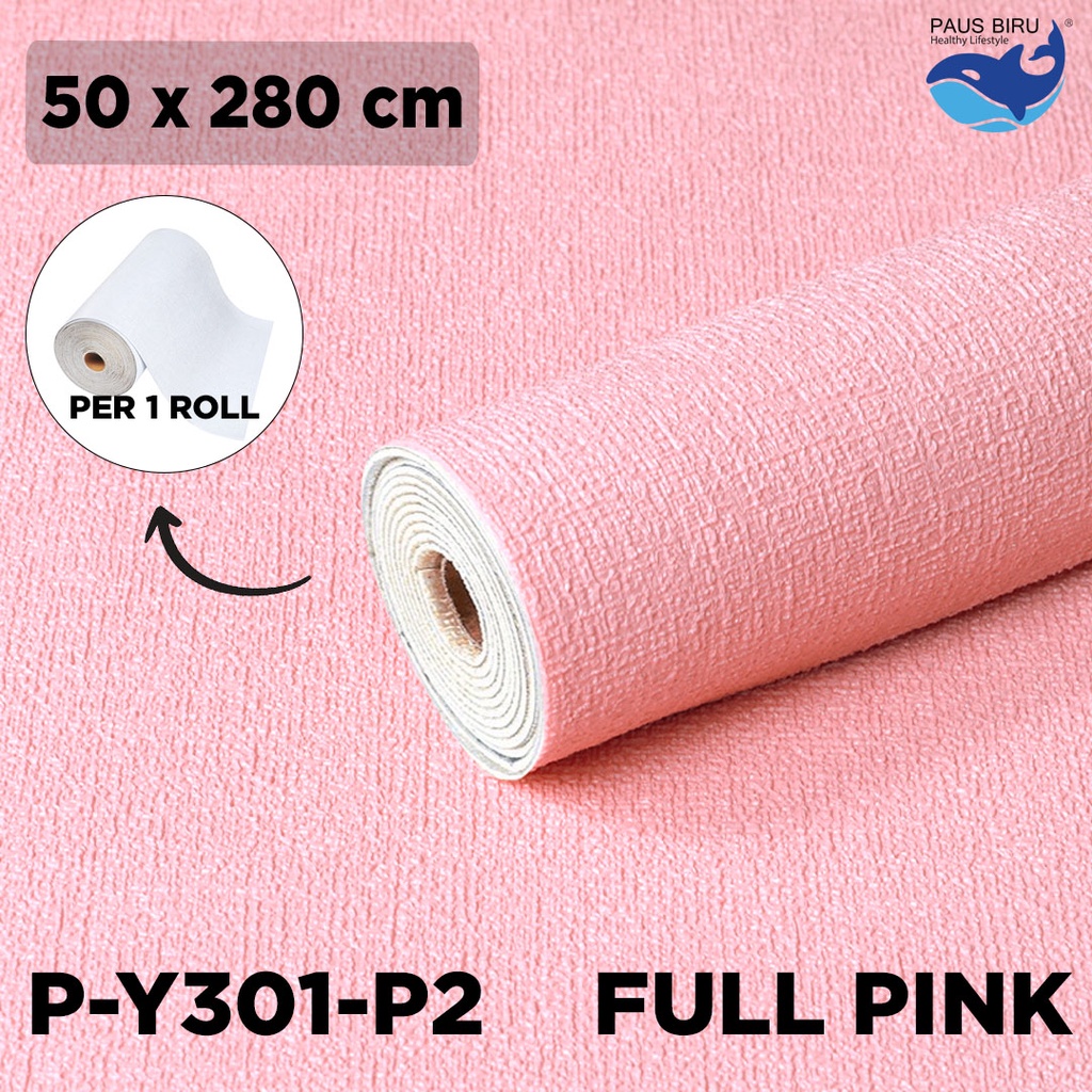 paus biru Wallpaper foam Linen Roll Wallpaper Dinding form Dekorasi Kamar Kelas atas-FULL PINK