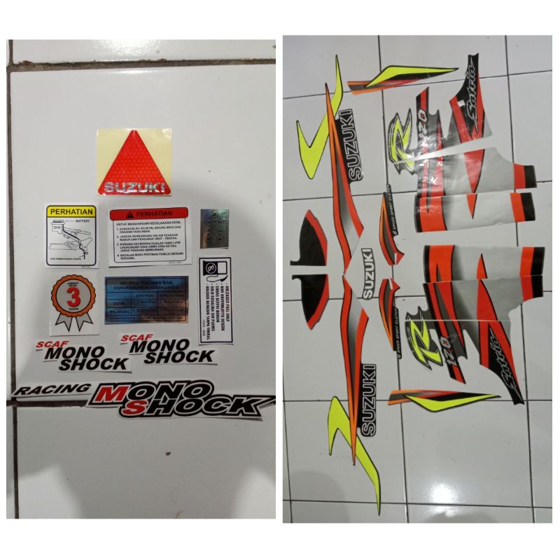 Striping stiker rangka satria Ru 2 tak 2002 hitam silver